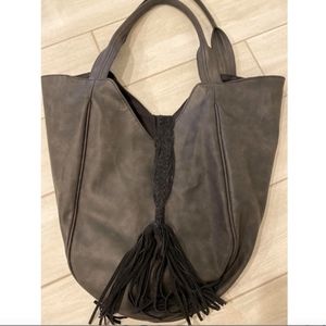 DV by Dolce Vita Bags - Faux Leather Tote with Suede Tassel DV by Dolce Vita Bags - Faux Leather Tote with Suede Tassel